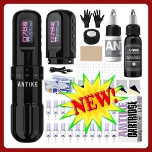 Antike‎ Cordless Tattoo Gun Kit 2 Batteries NIB